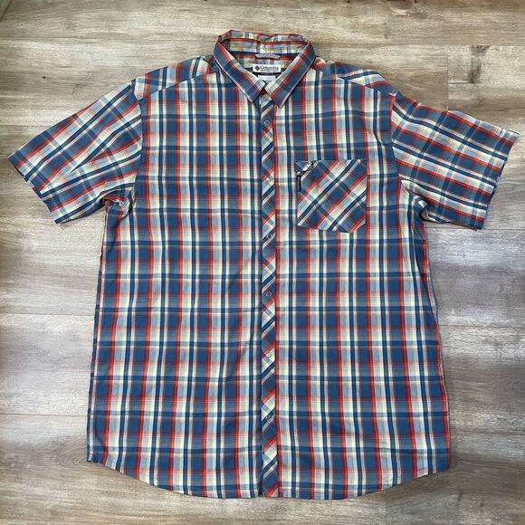 COLUMBIA SPORTSWEAR Snap Button Camp Casual Shirt Cotton Colorful Plaid Mens XL - Picture 1 of 3